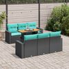 vidaXL Salon de jardin 7 pcs avec coussins noir r&eacute;sine tress&eacute;e