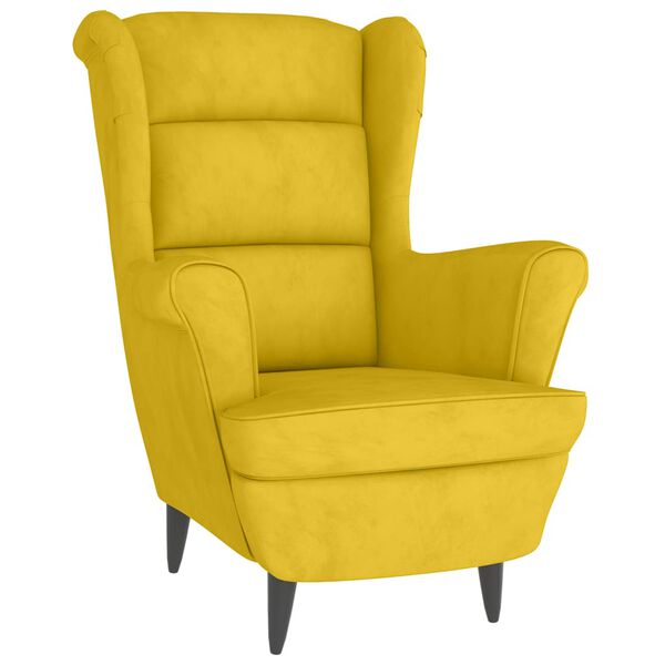 vidaXL Fauteuil jaune moutarde velours