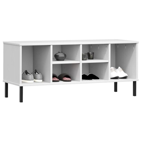 vidaXL Étagère à chaussures pieds en métal Blanc 106x35x45cm Bois OSLO