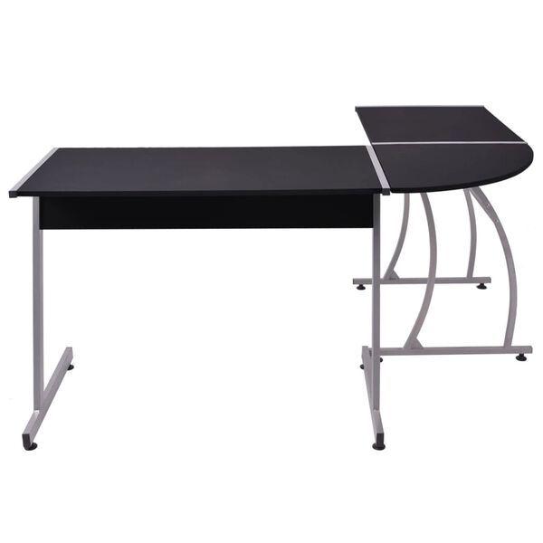 vidaXL Bureau d'angle en forme de L Noir