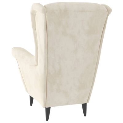 vidaXL Fauteuil blanc crème velours