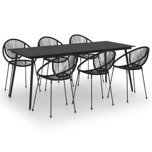 vidaXL Ensemble &agrave; manger d'ext&eacute;rieur 7 pcs Rotin PVC Noir