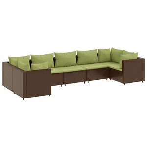 vidaXL Salon de jardin avec coussins 7 pcs marron r&eacute;sine tress&eacute;e