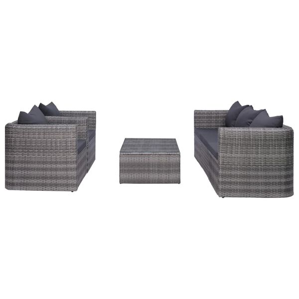 vidaXL Salon de jardin 6 pcs et coussins et oreillers R&eacute;sine tress&eacute;e
