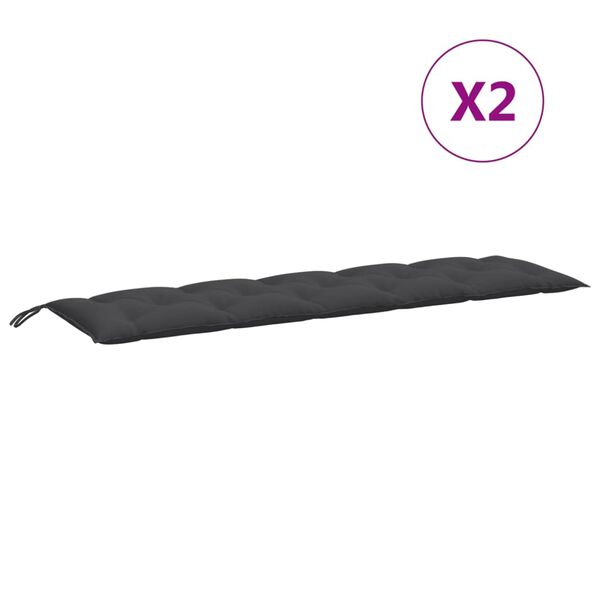 vidaXL Coussins de banc de jardin lot de 2 anthracite m&eacute;lang&eacute; tissu