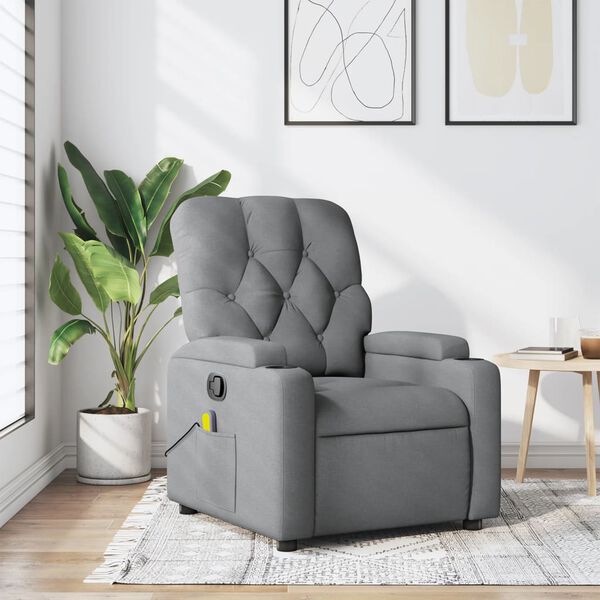 vidaXL Fauteuil inclinable de massage gris clair tissu