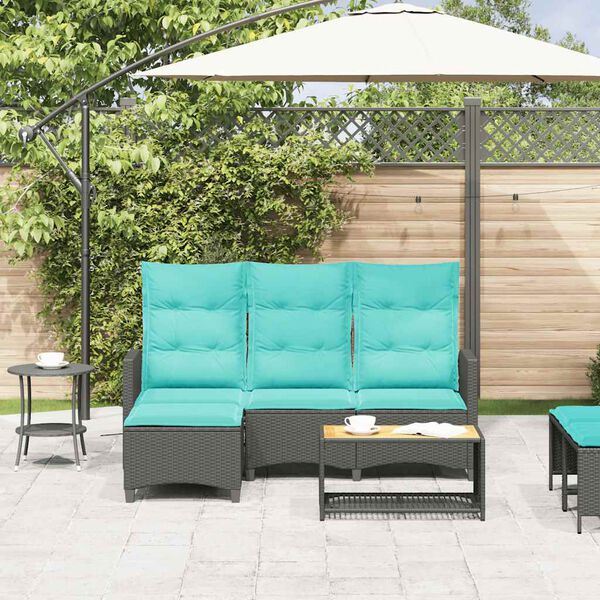 vidaXL Canap&eacute; de jardin inclinable coussins forme de L noir polyrotin