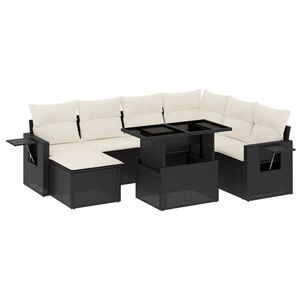 vidaXL Salon de jardin 9 pcs avec coussins noir r&eacute;sine tress&eacute;e
