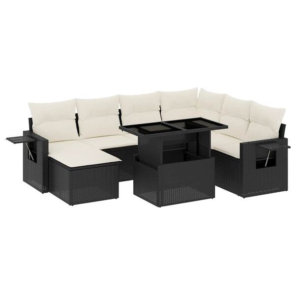 vidaXL Salon de jardin 9 pcs avec coussins noir r&eacute;sine tress&eacute;e