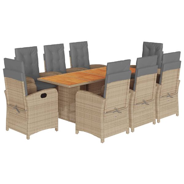 vidaXL Ensemble &agrave; manger de jardin 9 pcs coussins gris r&eacute;sine tress&eacute;e