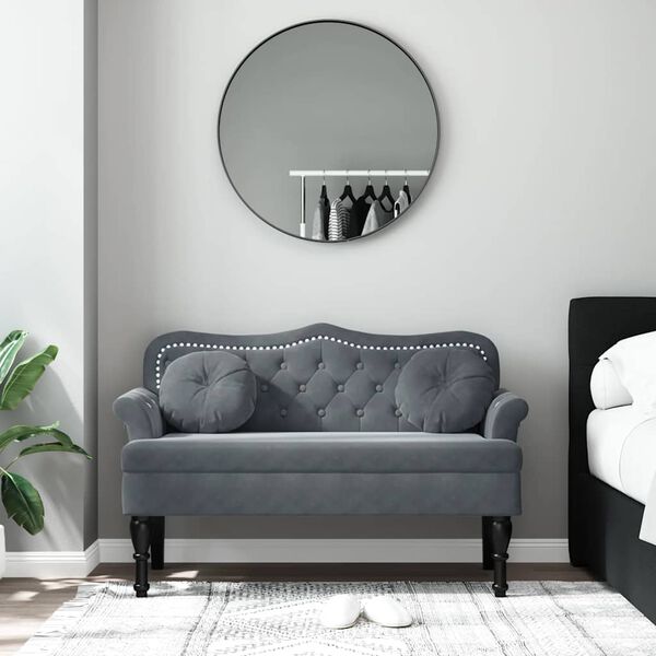vidaXL Banc avec coussins Gris foncé 120,5x65x75 cm Velours