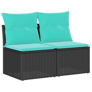 vidaXL Salon de jardin avec coussins 2 pcs noir r&eacute;sine tress&eacute;e acacia