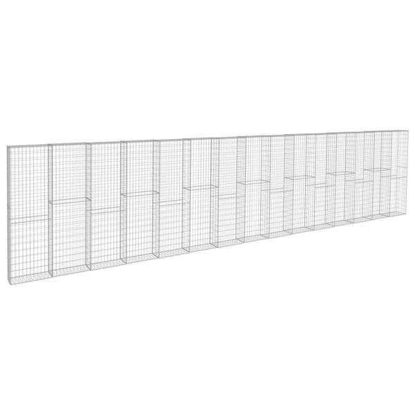 vidaXL Mur &agrave; gabion avec couvercles Acier galvanis&eacute; 900x50x200 cm