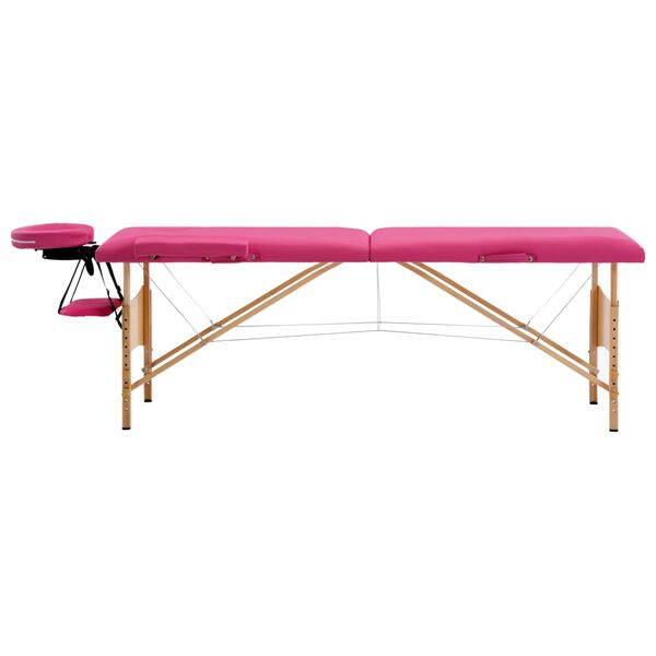 vidaXL Table de massage pliable 2 zones Bois Rose