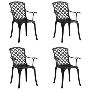 vidaXL Chaises de jardin lot de 4 Aluminium coul&eacute; Noir