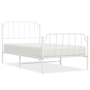 vidaXL Cadre de lit m&eacute;tal sans matelas et pied de lit blanc 100x190 cm