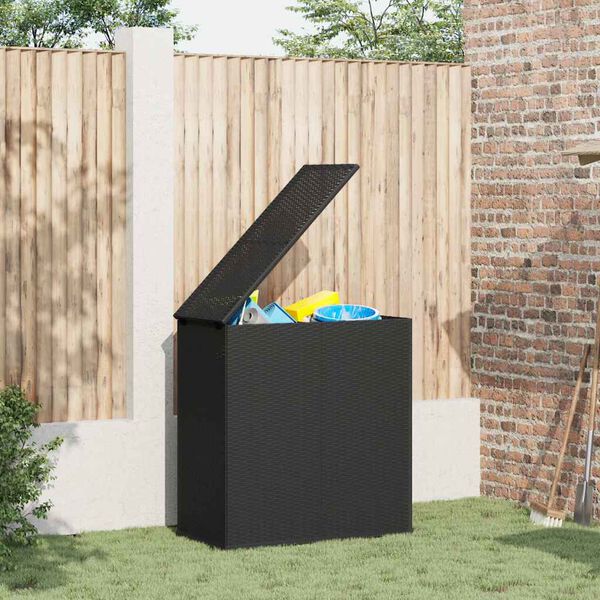 vidaXL Boîte à coussins de jardin Résine tressée 100x49x103,5 cm Noir