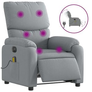 vidaXL Fauteuil inclinable de massage &eacute;lectrique gris clair tissu