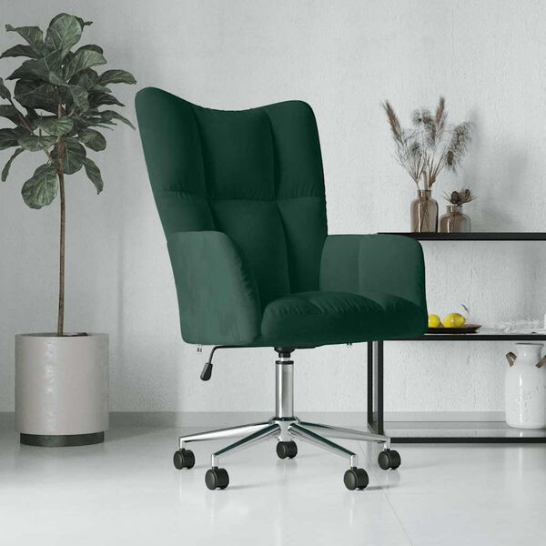 vidaXL Chaise de relaxation Vert fonc&eacute; Velours