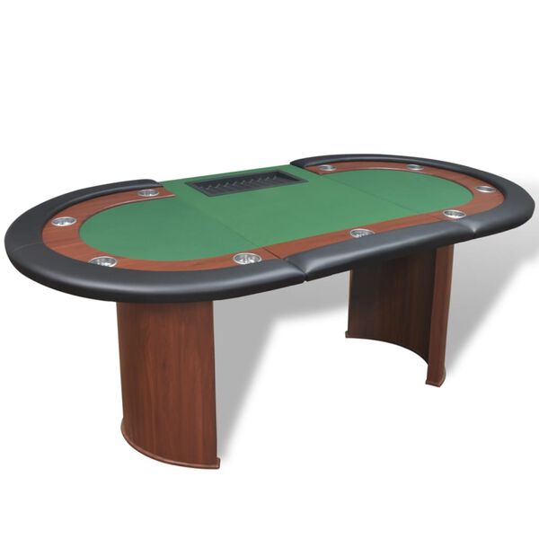 vidaXL Table de poker pour 10 joueurs avec espace de croupier Vert