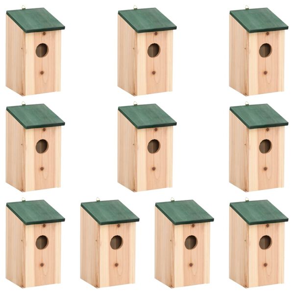 vidaXL Nichoirs 10 pcs Bois de sapin massif 12x12x22 cm