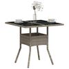 vidaXL Table de jardin avec dessus en verre gris clair r&eacute;sine tress&eacute;e