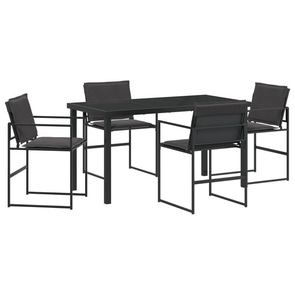 vidaXL Ensemble de salle &agrave; manger pour jardin 5 pcs Noir