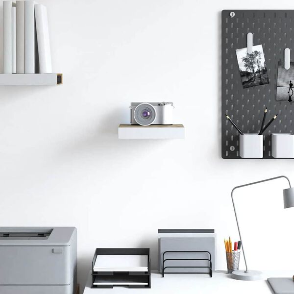 vidaXL &Eacute;tag&egrave;re murale flottante Ch&ecirc;ne et blanc 23x23,5x3,8 cm MDF