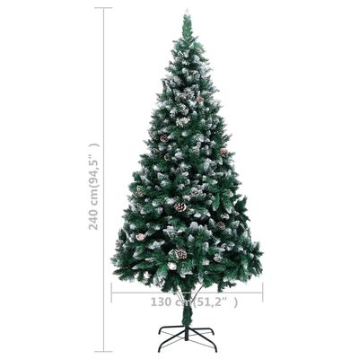 vidaXL Sapin de Noël avec pommes de pin et neige blanche 240 cm