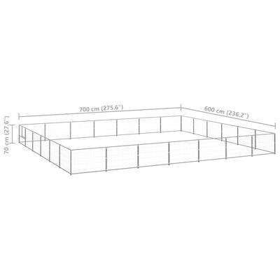 vidaXL Chenil Argenté 42 m² Acier