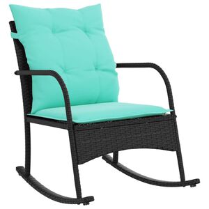 vidaXL Chaise &agrave; bascule de jardin avec coussins noir r&eacute;sine tress&eacute;e