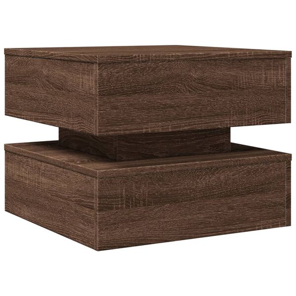 vidaXL Table basse avec lumi&egrave;res LED ch&ecirc;ne marron 50x50x40 cm