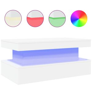 vidaXL Table basse avec lumi&egrave;res LED blanc 90x50x40 cm