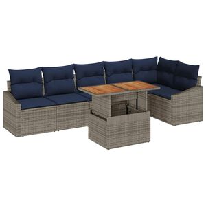 vidaXL Ensemble de salle &agrave; manger pour jardin 7 pcs Gris et marine