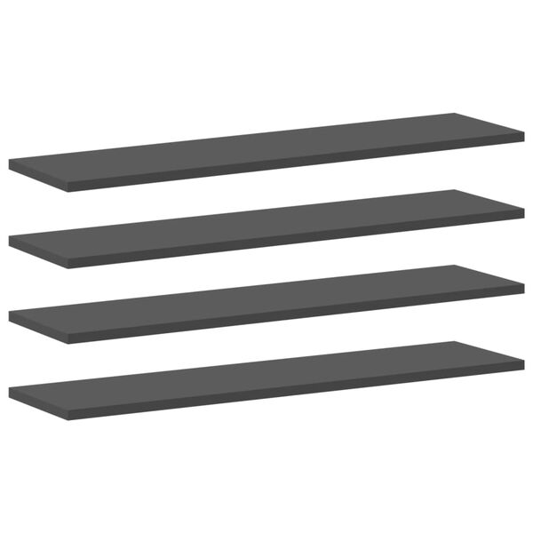 vidaXL Panneaux de biblioth&egrave;que 4 pcs Gris 80x20x1,5 cm Agglom&eacute;r&eacute;