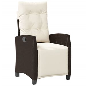 vidaXL Chaise inclinable de jardin repose-pied marron r&eacute;sine tress&eacute;e