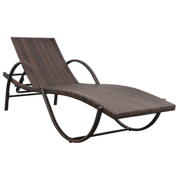 vidaXL Chaise longue avec coussin R&eacute;sine tress&eacute;e Marron