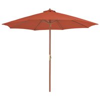 vidaXL Parasol d'extérieur avec mât en bois 300 cm Terre cuite