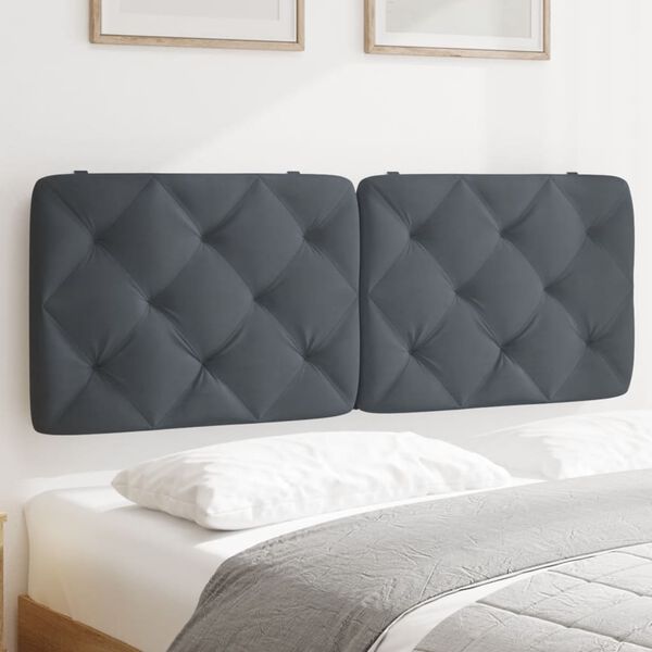 vidaXL Coussin de tête de lit gris foncé 137 cm velours