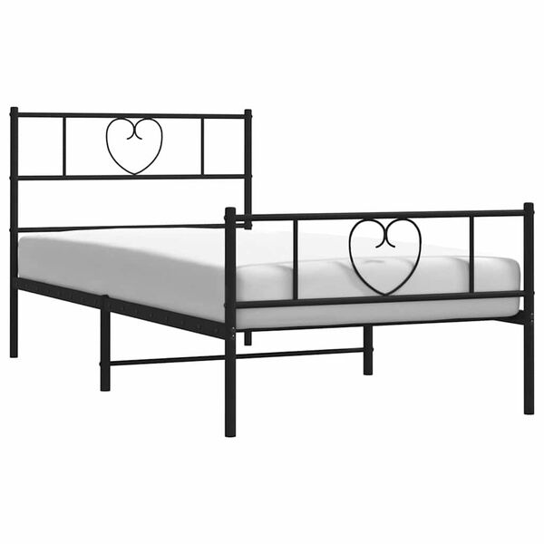 vidaXL Cadre de lit m&eacute;tal sans matelas avec pied de lit noir 100x190cm