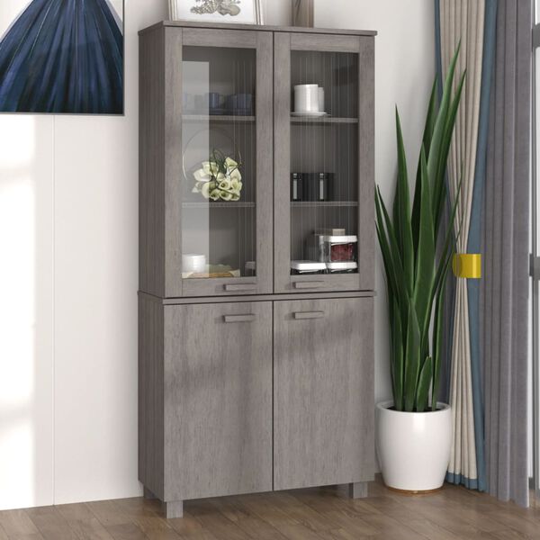 vidaXL Buffet HAMAR Bois massif de pin Gris clair