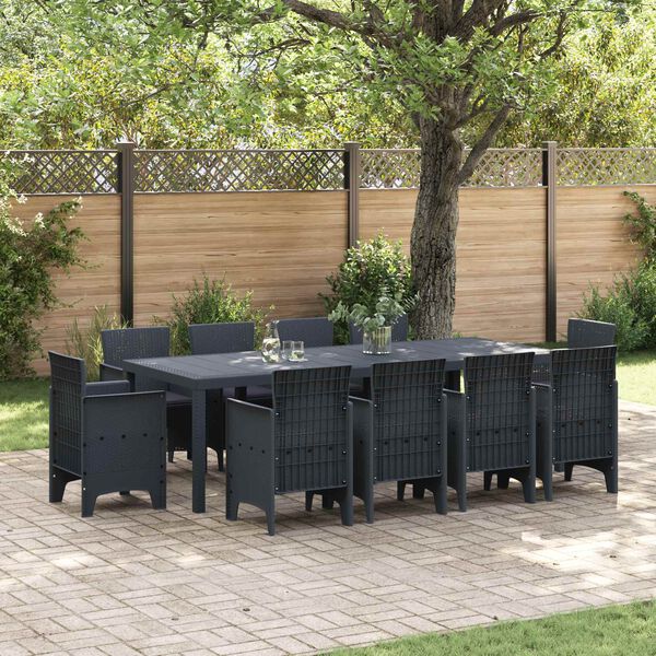 vidaXL Ensemble de salle &agrave; manger pour jardin 11 pcs Anthracite