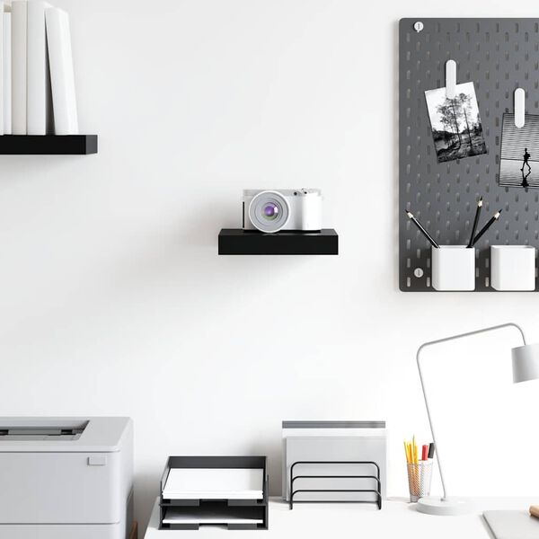 vidaXL &Eacute;tag&egrave;re murale flottante Noir brillant 23x23,5x3,8 cm MDF