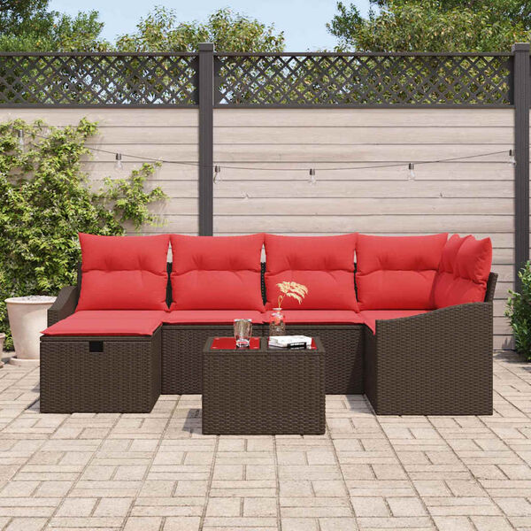 vidaXL Ensemble de Canapés avec coussin avec stockage Marron polyrotin