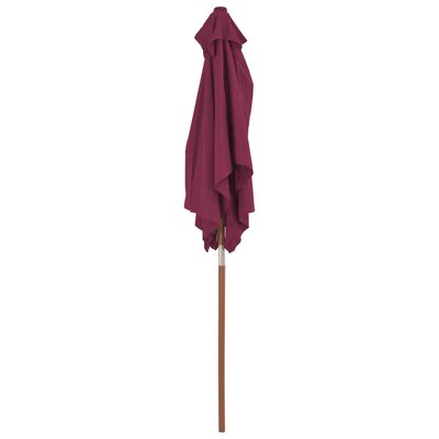 vidaXL Parasol d'extérieur avec mât en bois 150x200 cm rouge bordeaux