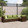 vidaXL Salon de jardin 5 pcs avec coussins Marron Résine tressée