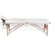 vidaXL Table de massage pliable Blanc crème 2 zones avec cadre en bois