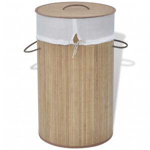 vidaXL Panier &agrave; linge rond Bambou naturel
