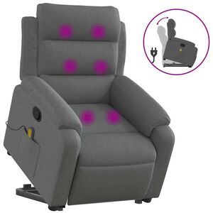 vidaXL Fauteuil inclinable de massage gris foncé tissu