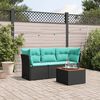 vidaXL Salon de jardin 4 pcs avec coussins noir résine tressée